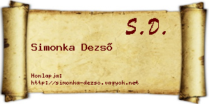 Simonka Dezső névjegykártya